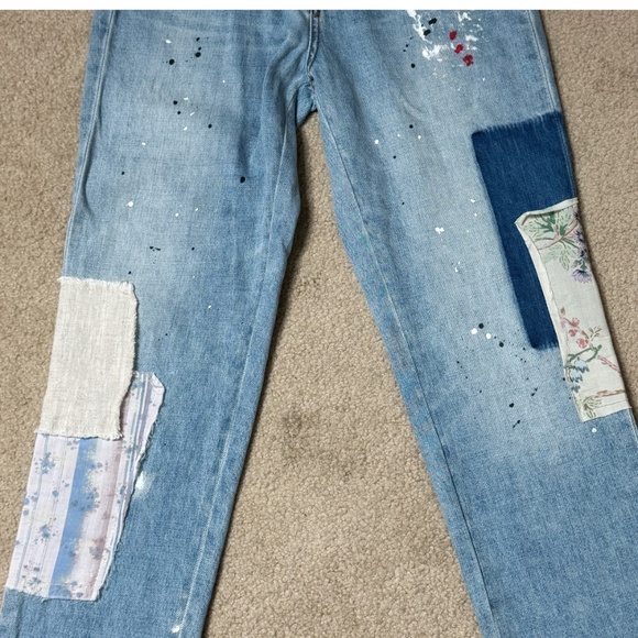 Urban Outfitters BDG Patchwork Jeans High Rise Slim Straight Denim Floral Patch - Picture 6 of 13